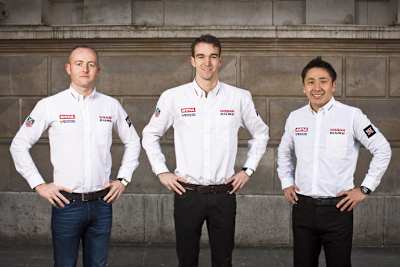 Olivier Pla, Harry Tincknell, Tsugio Matsuda (v.l.)