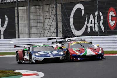 Favoriten für die 6h in Shanghai: Ford GT (li.), Ferrari 488 GTE Evo und Porsche 911 RSR (hinten)