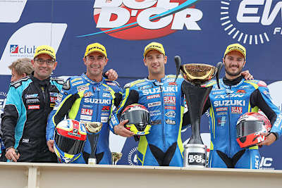 Damien Saulnier mit Vincent Philippe, Gregg Black und Etienne Masson (v.l.)