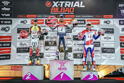Das Bilbao-Podium: Adam Raga, Toni Bou und Benoit Bincaz (v.l.)