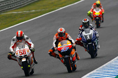2011: Marco Simoncelli, Casey Stoner, Jorge Lorenzo und Valentino Rossi