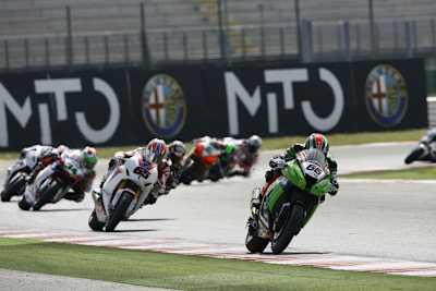 Tom Sykes (66), Jonathan Rea (65) und Davide Giugliano (34) in Misano 2012
