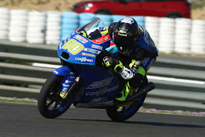 Dirk Geiger absolvierte seine ersten Runden auf der Moto3-KTM von PrüstelGP