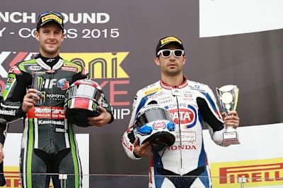 Sylvain Guintoli (re) neben Sieger Jonathan Rea