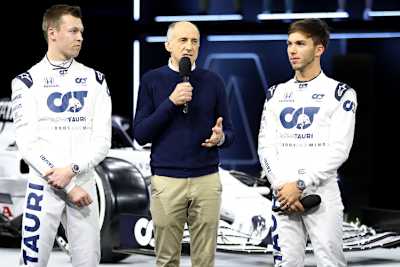 Von links: Daniil Kvyat, Franz Tost und Pierre Gasly