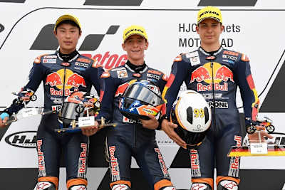 Das Podium am Sachsenring: Kunii, Acosta und Tatay
