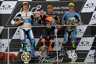 Lorenzo Baldassarri, Miguel Oliveira und Joan Mir