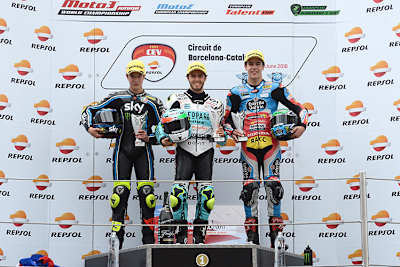 Manuel Pagliani wurde im zweiten Lauf als Sieger vor Celestino Vietti Ramus und Jeremy Alcoba gewertet