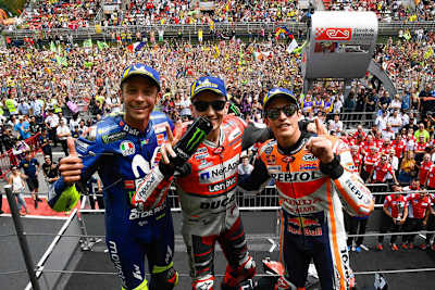 Barcelona: Valentino Rossi, Jorge Lorenzo und Marc Márquez auf dem Podest