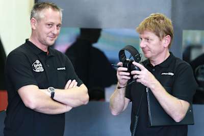 Michael Bartholemy mit Reddings Crew-Chief Chris Pike