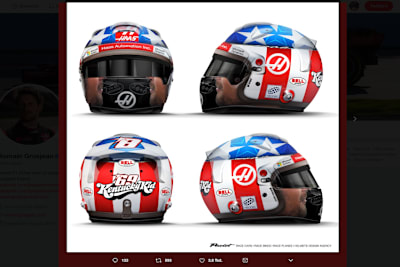 Mit diesem Helmdesign wird Romain Grosjean in Austin (Texas) fahren