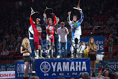 Die Top-3 vom Freitag: Trey Canard, Justin Barcia und Gautier Paulin (v.l)