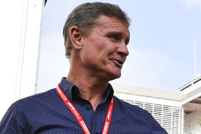 David Coulthard mit den GP-Assen Vettel, Bottas und Hamilton