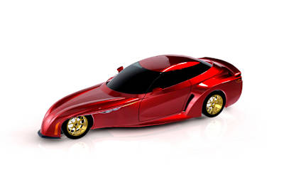 Designskizze eines viersitzigen Deltawing für die Strasse