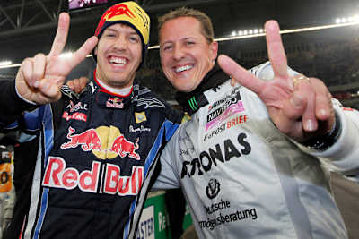 Sebastian Vettel und Michael Schumacher
