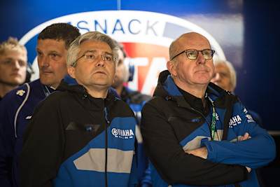 Yamahas Straßen-Rennchef Andrea Dosoli (li.) mit seinem Boss Eric de Seynes
