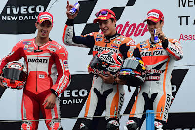 Siegerpodest: Dovizioso, Márquez und Pedrosa