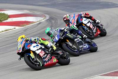 Toni Elias (24), Cameron Beaubier (1) und Joshua Herrin (2)