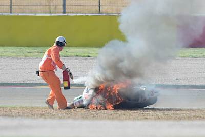 Die Ducati von Barbera wurde ein Raub der Flammen