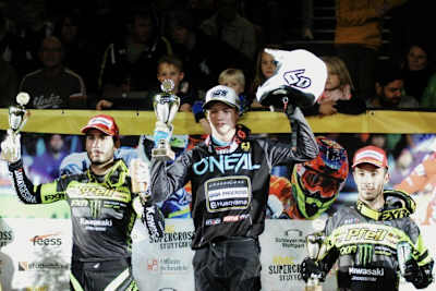 SX2 Podium Julien Lebeau, Dylan Walsh und Nicolas Barcelo (v.l.n.r.)