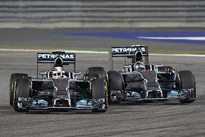 Lewis Hamilton und Nico Rosberg in Bahrain