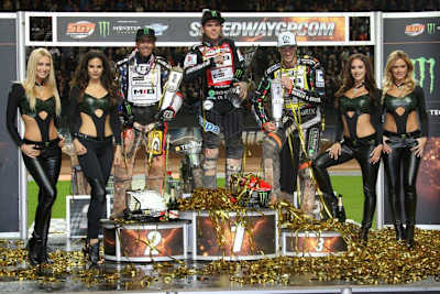 Die Top-3 in Stockholm: Greg Hancock, Tai Woffinden und Niels-Kristian Iversen (v.l.)
