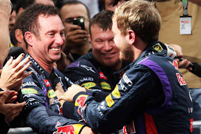 Kenny Handkammer mit Sebastian Vettel bei Red Bull Racing