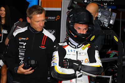 Dirk Heidolf mit Nachwuchspilot Max Kappler bei seinem Wildcard-Einsatz auf dem Sachsenring 2014