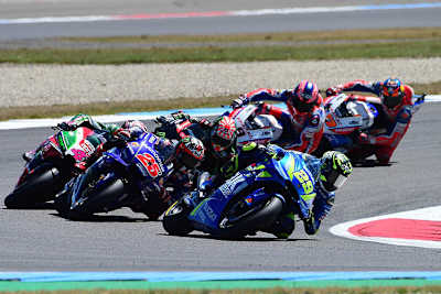 Im Rennen: Iannone (29) vor Viñales, Aleix Espargaró (41), Zarco, Petrucci und Miller