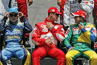 Interlagos 2006: Fernando Alonso, Michael Schumacher, Felipe Massa