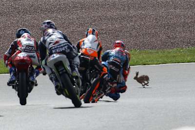 Ungebetener Besuch während des Moto3-Trainings in Sachsen