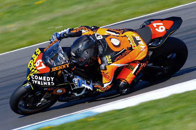 Teamchef Mark Albrecht während seiner aktiven IDM-Superstock-1000-Zeit