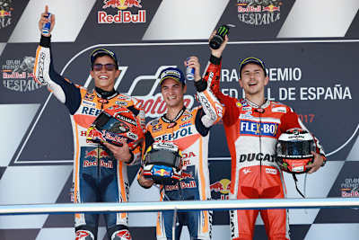 Die Top-3 von Jerez: Marc Márquez, Dani Pedrosa und Jorge Lorenzo (v.l.)