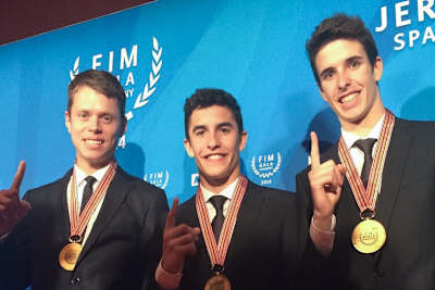 Die Weltmeister 2014: Tito Rabat (Moto2), Marc (MotoGP) und Alex Márquez (Moto3)