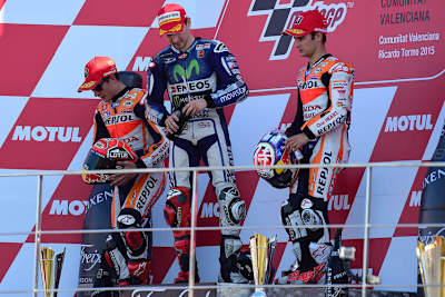 Valencia-GP 2015: Mit Márquez, Sieger Lorenzo und Pedrosa drei Spanier auf dem Podest