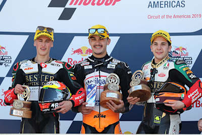 Das Moto3-Podest in Texas: Masia, Sieger Canet und Migno