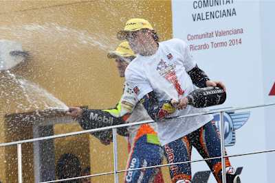 Jack Miller auf dem Podest, dahinter Isaac Vinales