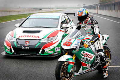 WTTC-Honda-Werksfahrer Tiago Monteiro gegen MotoGP-Pilot Jack Miller 