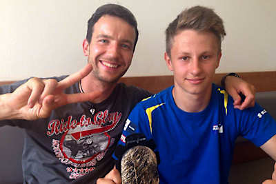 Chris Stange (re.) bekommt Besuch von Max Neukirchner