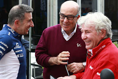 Drei prominente Spanier: Jorge Martinez, Dorna-CEO Ezpeleta und Ángel Nieto