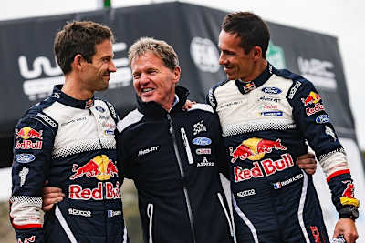 Sébastien Ogier (li.), Malcol Wilson und Julien Ingrassia