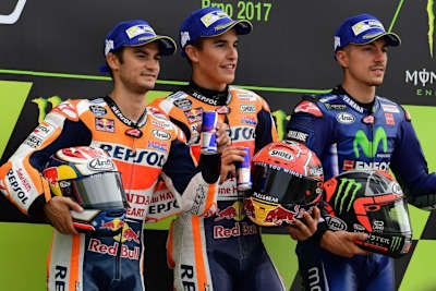 Das MotoGP-Podium in Brünn: Dani Pedrosa, Marc Márquez und Maverick Viñales (v.l.)