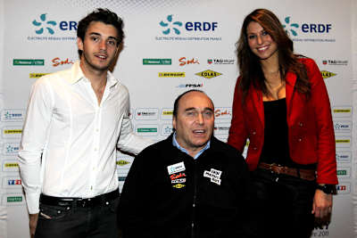Philippe Streiff mit Jules Bianchi und Laury Thilleman, Miss Frankreich von 2011