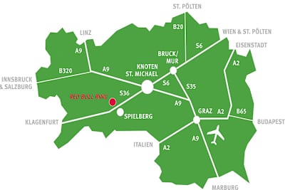 Anfahrtsskizze: Alle Wege führen nach Spielberg
