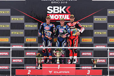 Michael van der Mark, Sieger Alex Lowes und Chaz Davies
