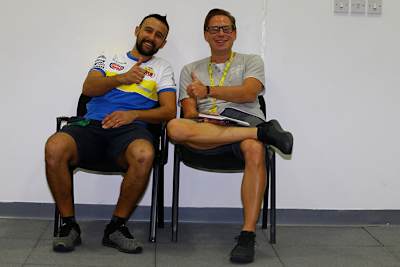 Weltmeister Randy Krummenacher (li.) mit SPEEDWEEK-Redakteur Ivo Schützbach