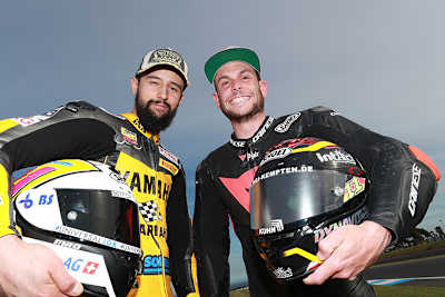 Februar 2018: Randy Krummenacher (li.) mit Sandro Cortese