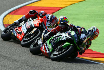 Die beiden Aragón-Sieger Jonathan Rea (1) und Chaz Davies (7)