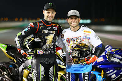 Die Weltmeister Jonathan Rea (li.) und Sandro Cortese