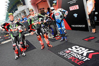 Die Top-3 nach der Superpole: Jonathan Rea, Tom Sykes und Alex Lowes (v.l.)